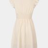 Women's Dress V Neck Flutter Sleeve Smocked Short A Line Casual Summer Knee Length Dress
