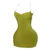 Women's Summer Mini Dress Criss Cross Lace Up Backless Ruched Bodycon Cocktail Party Cami Dresses