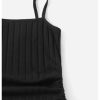 Girl's Spaghetti Strap Ribbed Knit Drawstring Side Ruched Bodycon Cami Dress