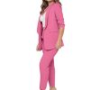 Women's 2 Piece Solid Ruched Sleeve Blazer and Pants Business Office Suit Set