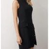 Women's Crew Neck Sleeveless Mini Dresses Split Button Elegant Formal Dresses