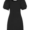 Girl's Appliques Mesh Puff Short Sleeve Bodycon Pencil Midi Dresses