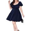 Women's Plus Size Short Sleeve Mini Dress High Waist Summer Dresses Wedding Guest Dress