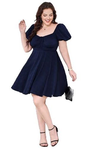 Women's Plus Size Short Sleeve Mini Dress High Waist Summer Dresses Wedding Guest Dress