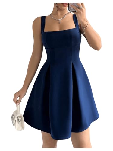 Women's Summer Dresses Square Neck Sleeveless A Line Mini Dress Party Cocktail Short Dress