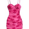 Women's Summer Floral Corset Dress Spaghetti Strap Ruched Mesh Bodycon Vacation Mini Dresses
