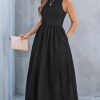 Formal Dress for Women 2025 Party Round Neck Knit Tank Top Cutout Sleeveless Pockets Maxi Dress