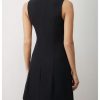 Women's Crew Neck Sleeveless Mini Dresses Split Button Elegant Formal Dresses
