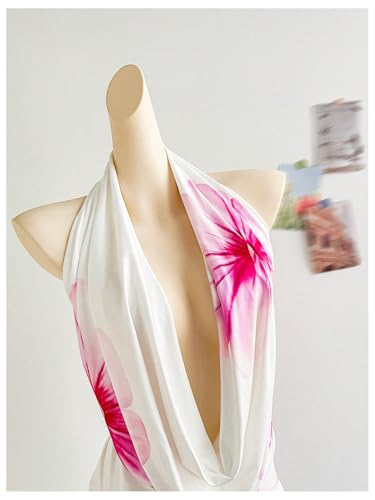 Women's Club Halter Cowl Neck Dress Draped Going Out Open Back Cocktail Mini Dresses Party Clubwear