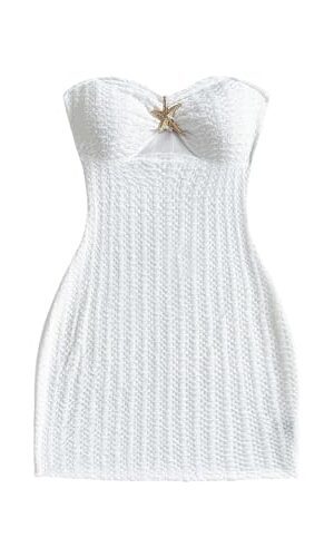 Women's Summer Mini Tube Dress Cut Out Strapless Sleeveless Knit Bodycon Beach Party Dresses