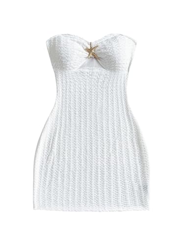 Women's Summer Mini Tube Dress Cut Out Strapless Sleeveless Knit Bodycon Beach Party Dresses