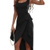 Women's Summer Halter Casual Dresses Beach Tank Ruched Midi Dress 2025 Vacation Sundress