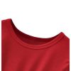 Girl's Cute Heart Print Belted High Waist Ruffle Hem Flared A Line Short Dress