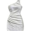 Women's Elegant One Shoulder Bodycon Dress Summer Party Ruched Women Short Dresses