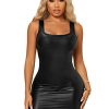 Women's Sleeveless Bodycon Tank Dress PU Leather Mini Dresses