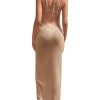 Women's Tie Backless Split Thigh Cover Up Maxi Dress Draped Cowl Neck Cami Dresses