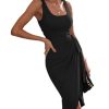 Women's Summer Halter Casual Dresses Beach Tank Ruched Midi Dress 2025 Vacation Sundress