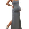 Women's Maternity Dress Sleeveless Spaghetti Strap Summer Long Pregnancy Dresses