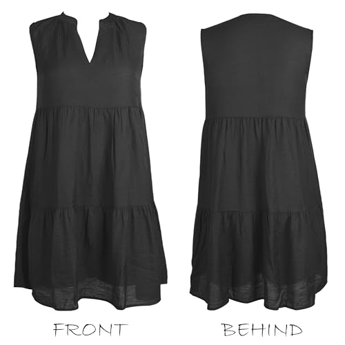 Women's Ruffle Beach Mini Dress Split V Neck A Line Sleeveless Geometric Stripe Tropical Leaf Pattern Summer Dresses