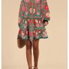 Women's Floral Print Summer Short Dresses Boho Beach Long Sleeve Button Down Flowy Smock Dress