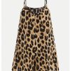 Girl's Leopard Print Wide Leg Romper Spaghetti Strap Loose Summer Short Jumpsuit