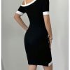 Women's Cold Shoulder Short Sleeve Bodycon Dress Color Block Wrap Summer Dresses