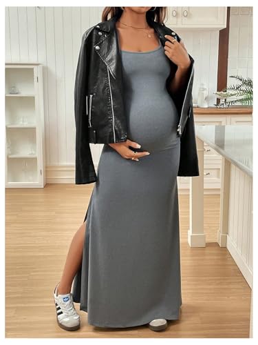 Women's Maternity Dress Sleeveless Spaghetti Strap Summer Long Pregnancy Dresses