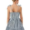 Women's Striped Sleeveless Spaghetti Strap Mini Dress V Neck A Line Short Sundress