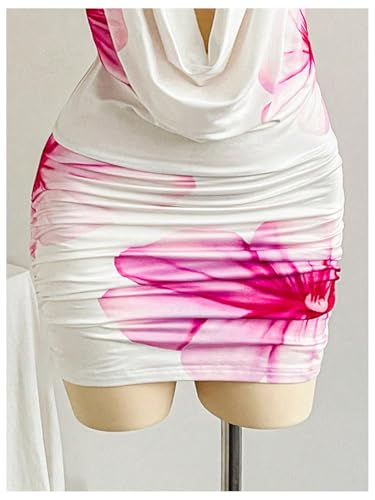 Women's Club Halter Cowl Neck Dress Draped Going Out Open Back Cocktail Mini Dresses Party Clubwear