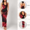 Women's Floral Halter Maxi Dress Draped Cowl Neck Backless Bodycon Wedding Guest Party Mesh Cocktail Long Dresses