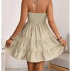 Women's Summer Mini Dress Halter Backless Sleeveless A Line Ruffle Hem Flowy Cami Dresses Sundress