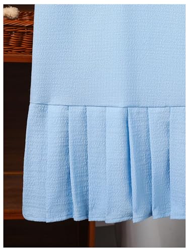 Girl's Bow Pleated Dress Puff Short Sleeve Crew Neck Summer Dresses