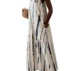 Women's Summer Dress for Women Beach Casual Loose Spaghetti Strap Flowy Maxi Dresses with Pockets