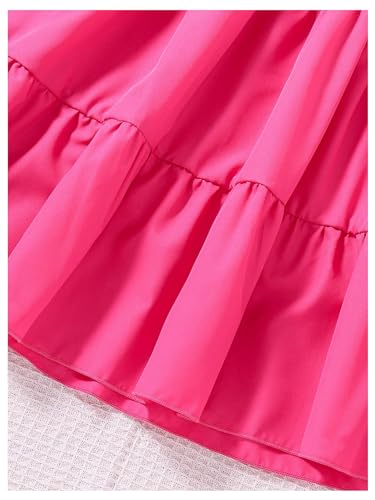 Girl's Ruffle Trim Dress High Waist A Line Casual Party Dress with Belt