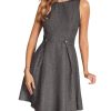 Women's Sleeveless Dresses Elegant A-Line Button Loop Decor Round Neck Sundresses