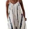 Women's Summer Dress for Women Beach Casual Loose Spaghetti Strap Flowy Maxi Dresses with Pockets