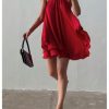 Women's Summer Halter Dress 3D Floral Ruffle Swing Flowy Beach Mini Dresses