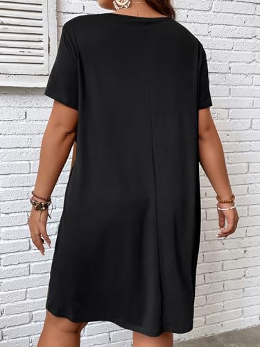 Women's Plus Size Dress Color Block Short Sleeve T Shirt Dress Casual Summer Dresses