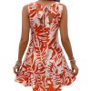 Women's Boho Knot Back Sleeveless Swing Shift Dress Flounce Ruffle Hem Summer Dresses