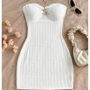 Women's Summer Mini Tube Dress Cut Out Strapless Sleeveless Knit Bodycon Beach Party Dresses