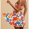 Women's Floral Print Cut Out Sleeveless Halter Mini Dress Holiday Flowy Vacation Dresses