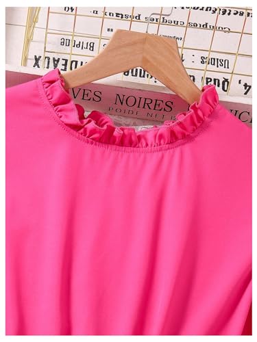 Girl's Ruffle Trim Dress High Waist A Line Casual Party Dress with Belt