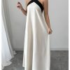 Women's Backless Halter Maxi Dress Summer Bow Tie Flowy Vacation Party Dresses