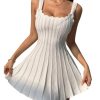 Women's Summer Sleeveless Knit Sweater Dress Scoop Neck Flowy Beach Mini Dresses Date Outfits