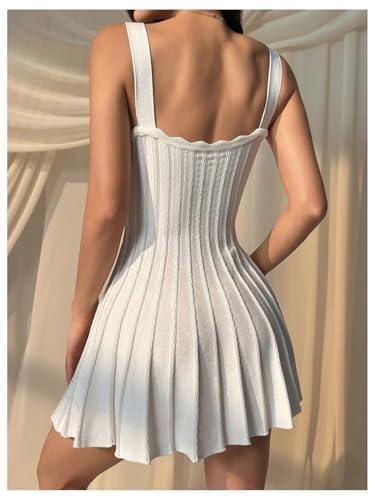 Women's Summer Sleeveless Knit Sweater Dress Scoop Neck Flowy Beach Mini Dresses Date Outfits