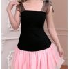 Girl's Color Block A Line Dresses Tie Shoulder Sleeveless Ruffle Summer Dress