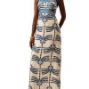 Women's Summer Maxi Dress Boho Print Tie Shoulder Spaghetti Strap Cut Out Tie Back Cami Dresses Sundress