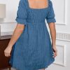 Womens Plus Size Dresses Summer Sexy Sundresses Sweetheart Neckline Puff Short Sleeve A Line Midi Dress