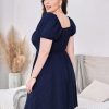 Women's Plus Size Short Sleeve Mini Dress High Waist Summer Dresses Wedding Guest Dress