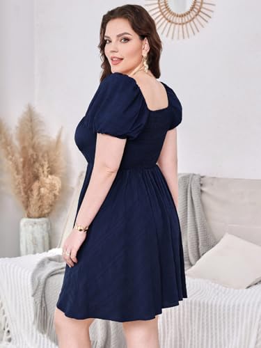 Women's Plus Size Short Sleeve Mini Dress High Waist Summer Dresses Wedding Guest Dress